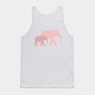 Pink Elephant Family - Mama Elephant & Baby Elephant Tank Top